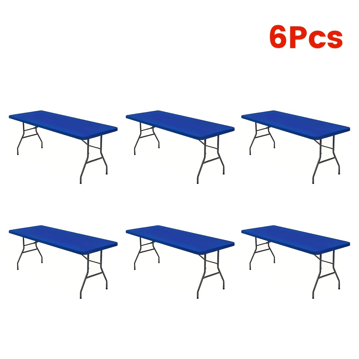 Stretch Table Covers 6Ft Washable Elastic Rectangle Tablecloth for Parties Weddings Picnics Camping, Spandex Polyester Blend, Fits Standard 6 Foot Tables, Set of 3 6 9 or 12, Black White Blue