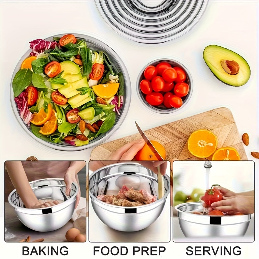 Stainless Steel Mixing Bowls with Airtight Lids Set of 14 Seven Nesting Bowls 0.7 to 4.5QT for Mixing Serving Salad Food Prep Kitchen Storage