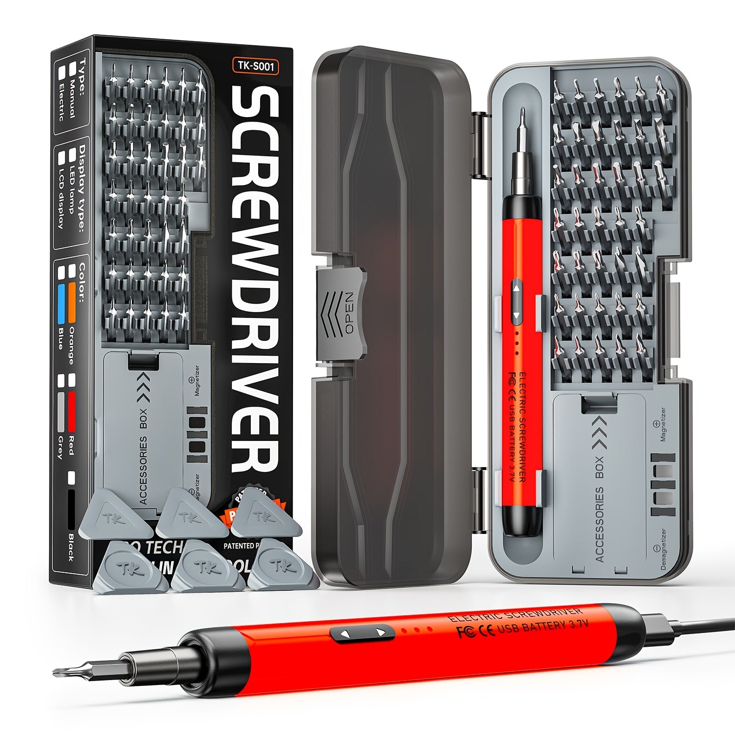 Electric Screwdriver Set 48-in-1, Cordless USB Rechargeable Precision Repair Kit with 38 Magnetic Bits for Phone, Laptop, Camera, Watch