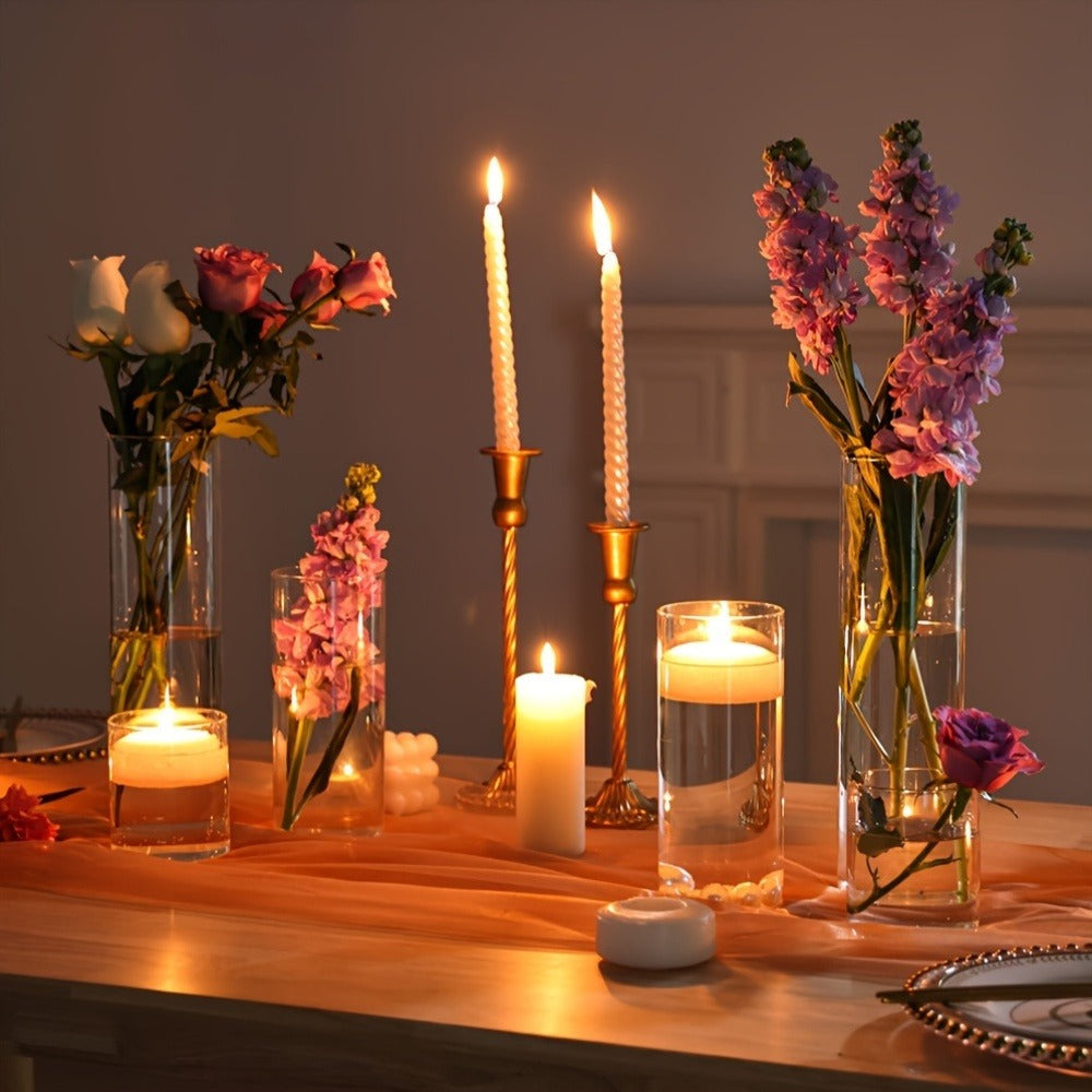Glass Cylinder Vases Set 18pcs 24pcs - 3 Sizes 4in 8in 12in Tall Clear Candle Holders for Wedding Centerpieces Party Table Decor Halloween Decorations Flower Vase Home Decor