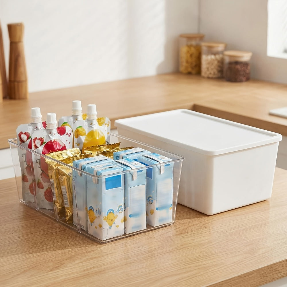 Clear Pantry Storage Bins Set of 8 with Dividers - Transparent Refrigerator Organizer Bins for Kitchen Cabinet, Pantry Organization, Snack Packet Spice Pouch Storage, 10.4¡± x 6.1¡± x 3.5¡±