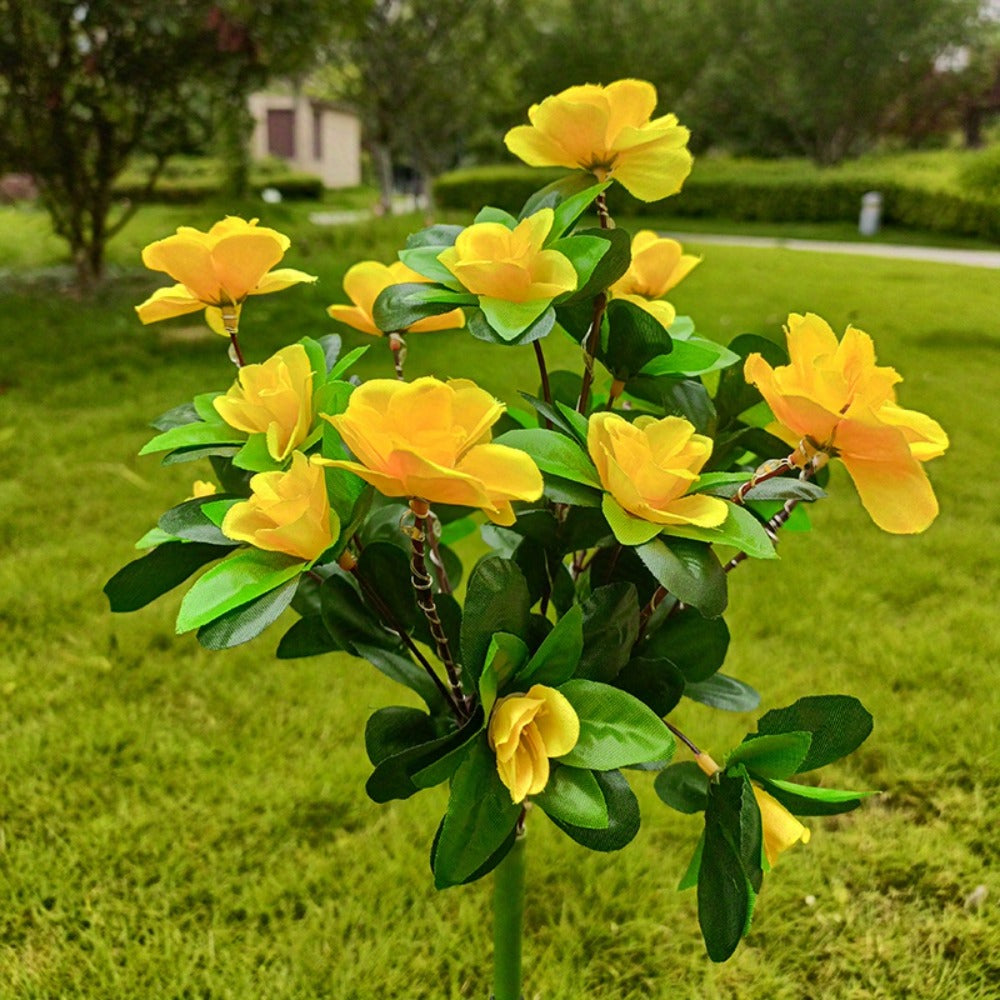 Solar Flower Lights Outdoor IP65 Waterproof Simulation Azalea Garden Decor Light 42 LED Solar Powered Decorative Stake Light for Garden Patio Yard Rose Red Yellow Pink Purple Colorful