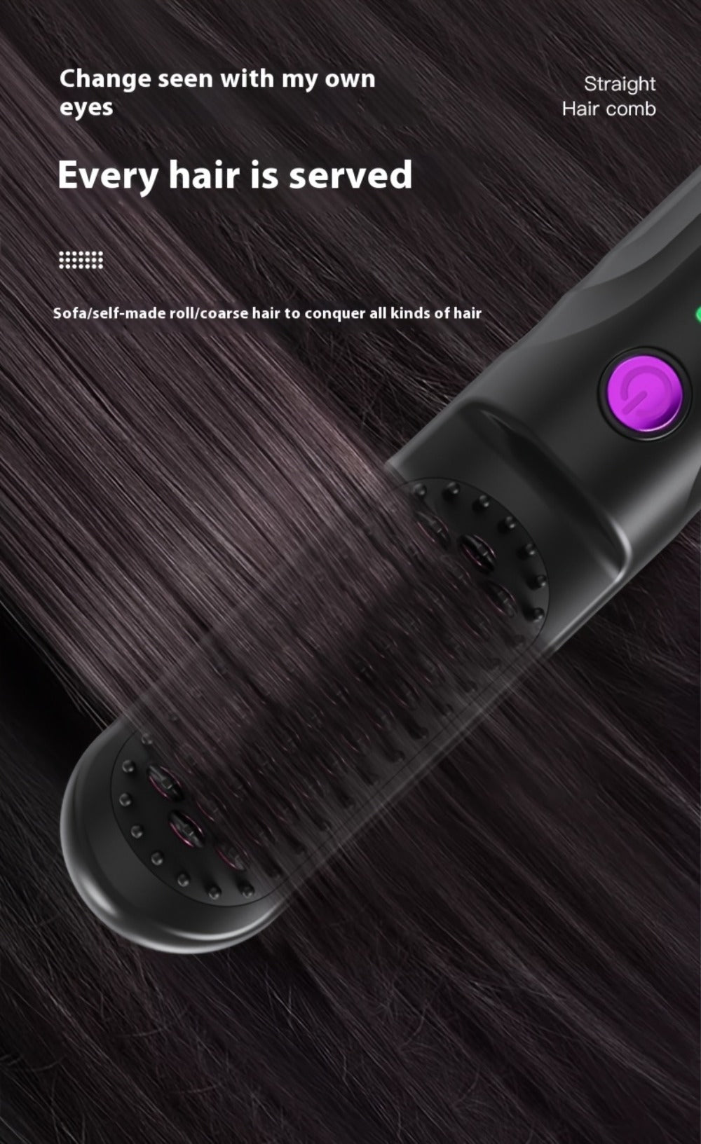 Wireless Hair Straightener Comb - Portable Cordless Straightening Brush with 3-Min Fast Heat, 3 Temp Settings 170-190¡ãC, Negative Ion Technology, 3D Comb Design, Lightweight Travel Hair Straightener