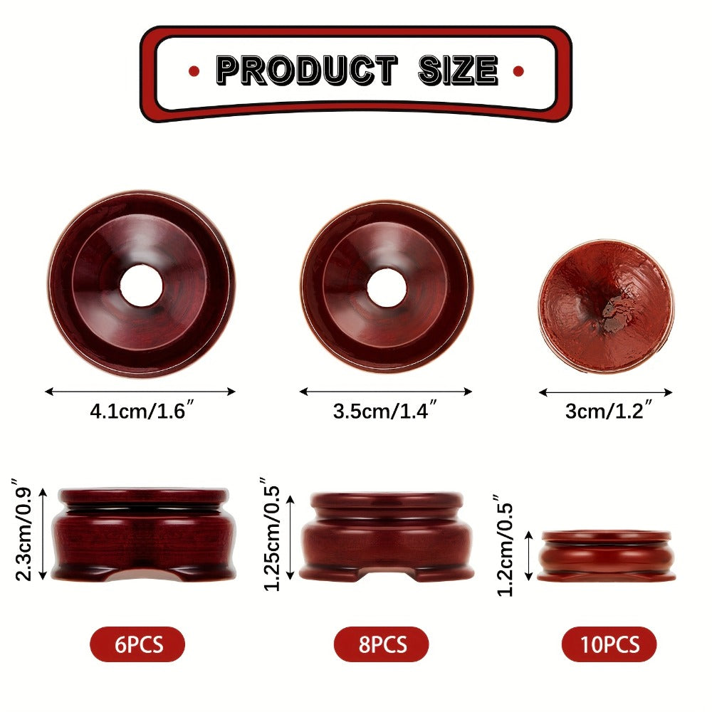 Crystal Sphere Stands 24pcs 3 Sizes, Wood Ball Holder Display Stand for Crystal Balls Eggs Gemstone Rocks, Dark Red Wooden Ring Stand for Home Decor 1.2 1.4 1.6 Inch