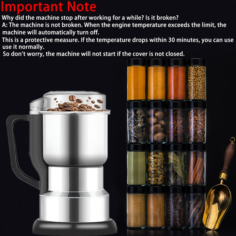 Electric Coffee Grinder 300W High Power Spice Grinder for Coffee Beans Spices Seeds and Grains Multifunctional One-Touch Grinding Machine for Home Kitchen
