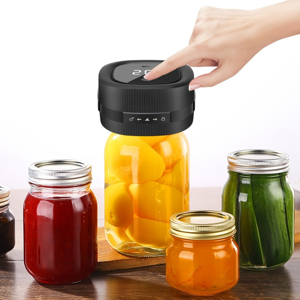 Electric Jar Vacuum Sealer 3-in-1 with 14 Sealing Lids ¨C One-Button Leak-Proof Vacuum Sealing Machine for Food Storage, Fits Regular & Wide Mouth Jars, Wine Plug & Bag Included