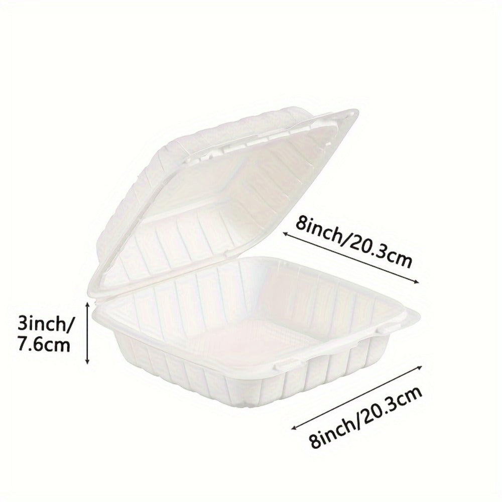 Disposable Food Containers Take Out Boxes with Lids - 7¡± 8¡± 9¡± Plastic Clamshell Meal Prep Containers BPA Free 1 & 3 Compartment Heavy Duty Reusable White