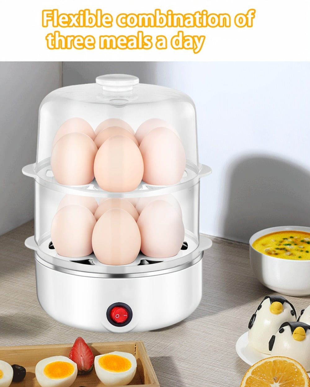 Egg Steamer Stainless Steel Mini Breakfast Machine Single Double Layer Multi-Functional Egg Cooker for Home Dormitory Student Dorm Back to School Holiday Gift