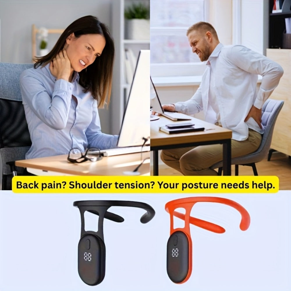 Posture Corrector Smart Vibration Reminder 1pc or 2pcs - Auto-Sensing 25¡ã Slouch Alert USB Rechargeable Neck Back Support Trainer for Desk Office Gaming, Breathable ABS Silicone, Gift Ready