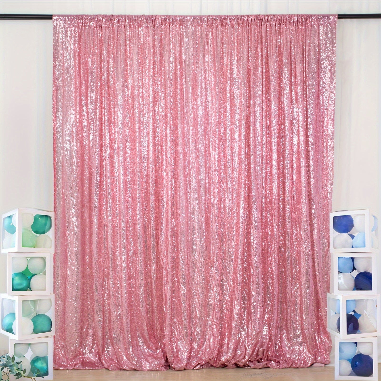 Sequin Backdrop Curtain for Party Wedding - 4x8ft Shimmering Glitter Curtain for Birthday Photo Booth Stage Decoration, Easy Hang, Multi-Color