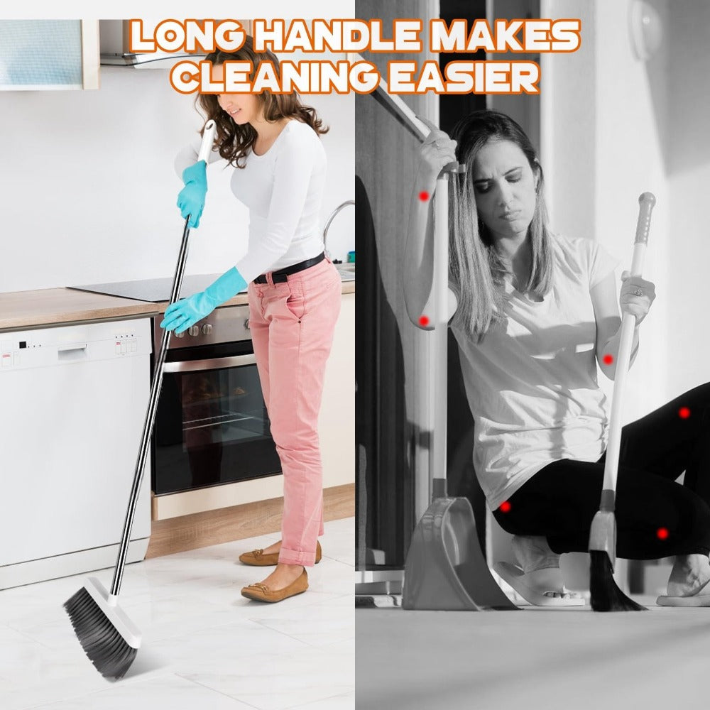 Foldable Broom and Dustpan Set with Long Handle 2-in-1 3-in-1 4-in-1 Floor Brush Combo for Home Office Dorm Room Indoor Outdoor Cleaning