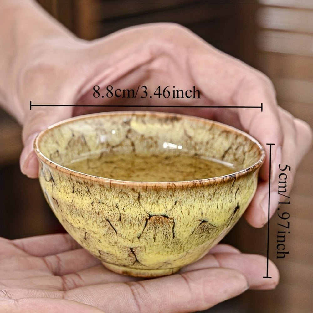 Jianzhan Ceramic Tea Cups Set of 5 ¨C Handmade Kiln-Changed Glazed Kung Fu Teacups, Traditional Chinese Porcelain, Unique Gift for Home Office Business