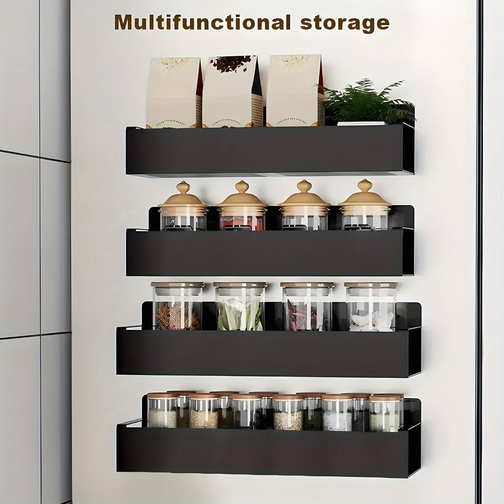 Magnetic Storage Box Organizer for Refrigerator, Washing Machine & Coffee Machine ¨C Strong Magnetic Adsorption No-Drill Spice Rack & Kitchen Organizer, Stylish Household Storage (Black/White, 2/4pcs)