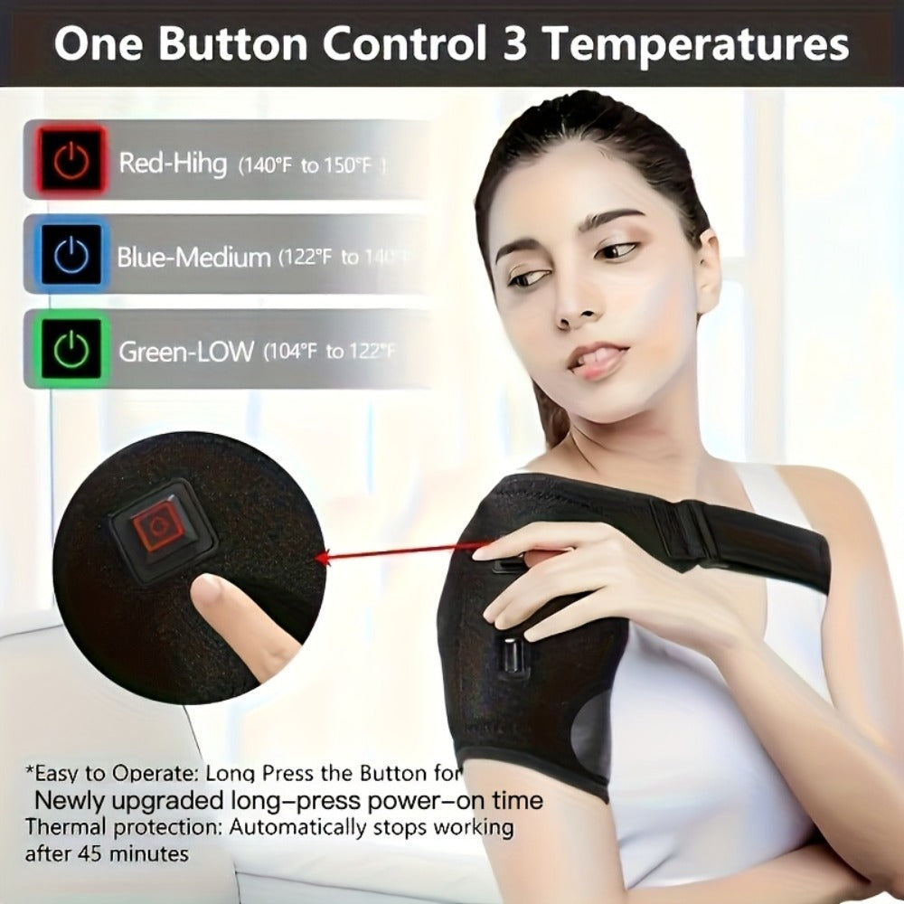 USB Heated Shoulder Pad with 3-Speed Temperature Control ¨C Electric Heating Wrap for Shoulder & Neck Pain Relief, Keep Warm Massage Tool, Gift for Men & Women