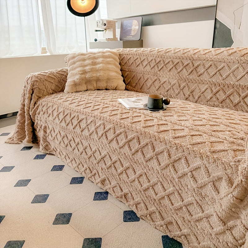 Sofa Throw Cover Shu Velveteen - 300GSM Soft Plush Couch Slipcover Pet Friendly Machine Washable Solid Color Protector for Armchair Loveseat Sectional Sofa, 3 Sizes 5 Colors
