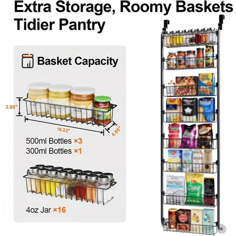 Over-the-Door Metal Organizer Rack 6 & 8 Tier ¨C Pantry Storage, Spice Rack, Kitchen Cabinet Organizer, Holds Up to 80 Lbs