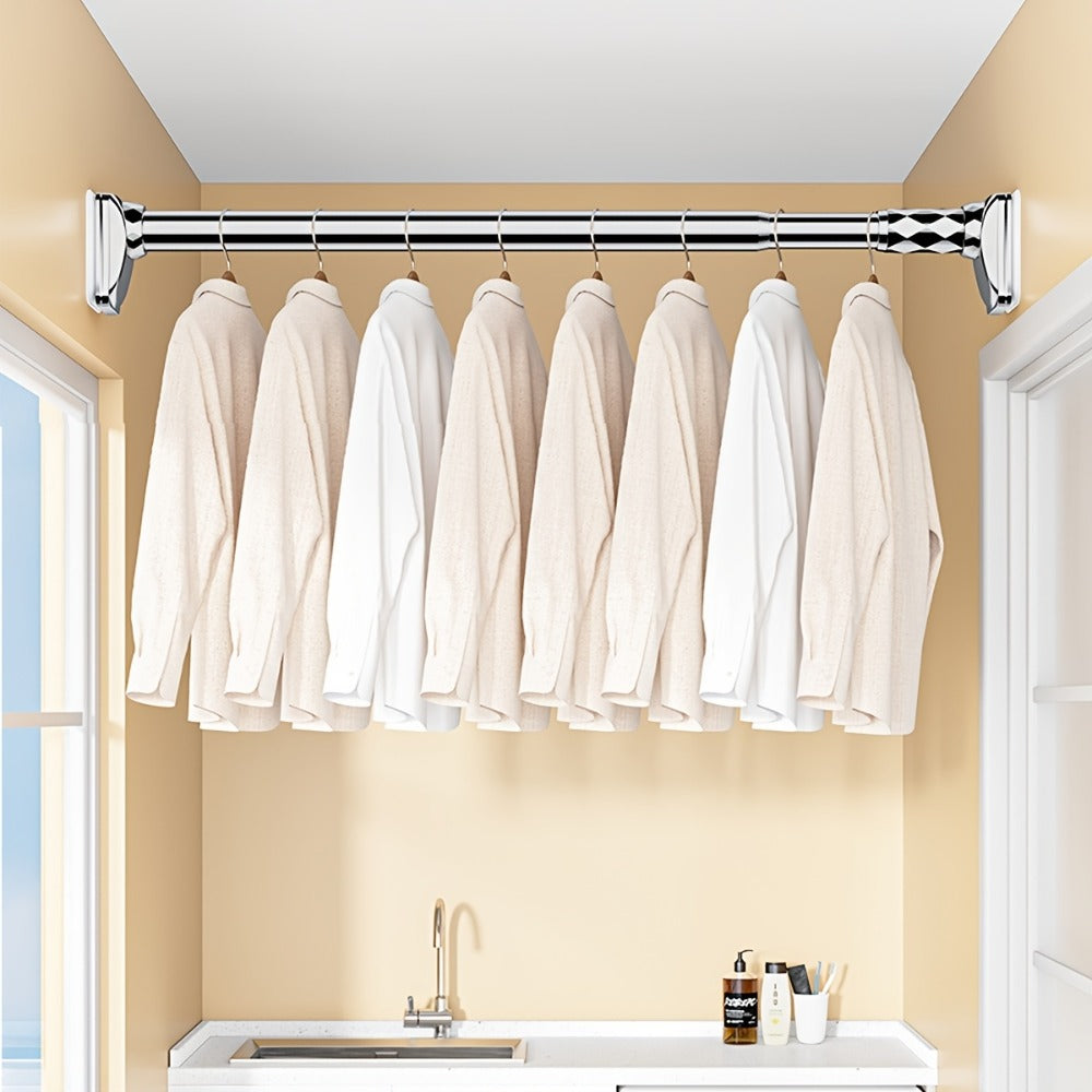 Telescopic Curtain Rod No Drill 15.75¡±-196.85¡± Adjustable Shower Curtain Rod 33mm for Large Windows