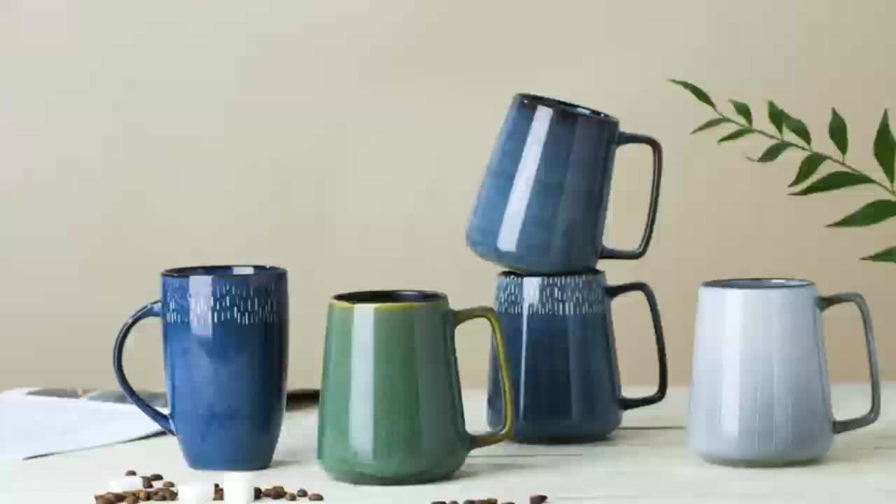 Large Ceramic Coffee Mug 24oz with Big Handle ¨C Microwave & Dishwasher Safe Extra Large Tea Cup | Colorful Conical Mug for Office Home Travel Gift in Green Pink Violet Blue