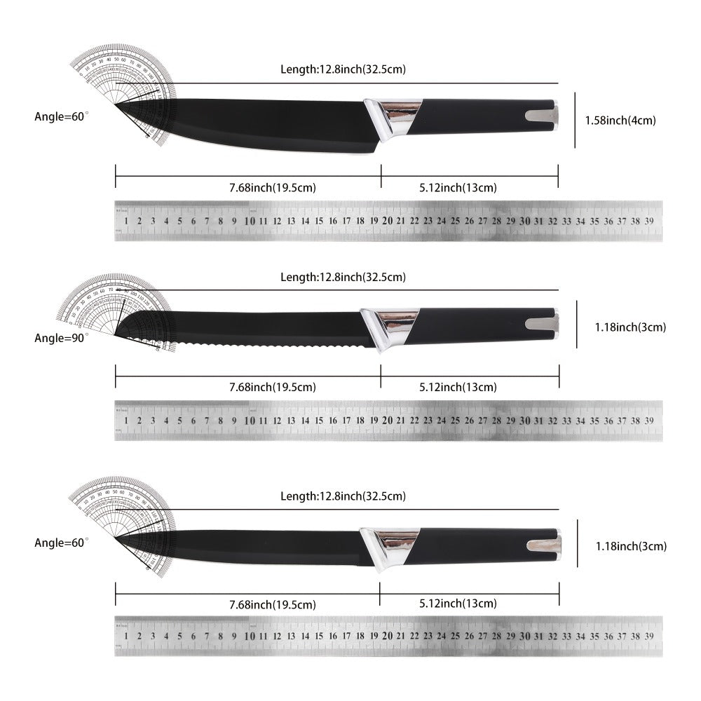 13-Piece Kitchen Knife Set with Block, Chef Bread Steak Knives Scissors Stainless Steel Colorful Cutlery Gift Set with Knife Holder