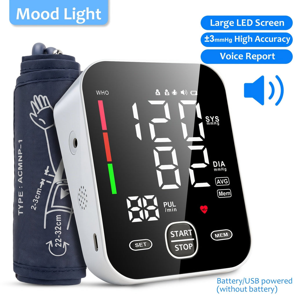 Upper Arm Blood Pressure Monitor ¨C Large LCD, Voice Broadcast, Heart Rate & Irregular Heartbeat Detection, 2¡Á99 Memory, 8.7¨C14.2¡± Adjustable Cuff, One-Touch Operation for Seniors & Pregnant Women