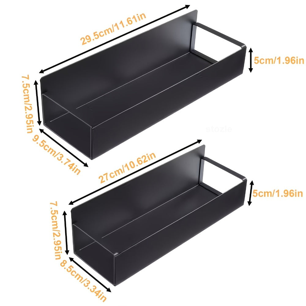 Magnetic Storage Box Organizer for Refrigerator, Washing Machine & Coffee Machine ¨C Strong Magnetic Adsorption No-Drill Spice Rack & Kitchen Organizer, Stylish Household Storage (Black/White, 2/4pcs)