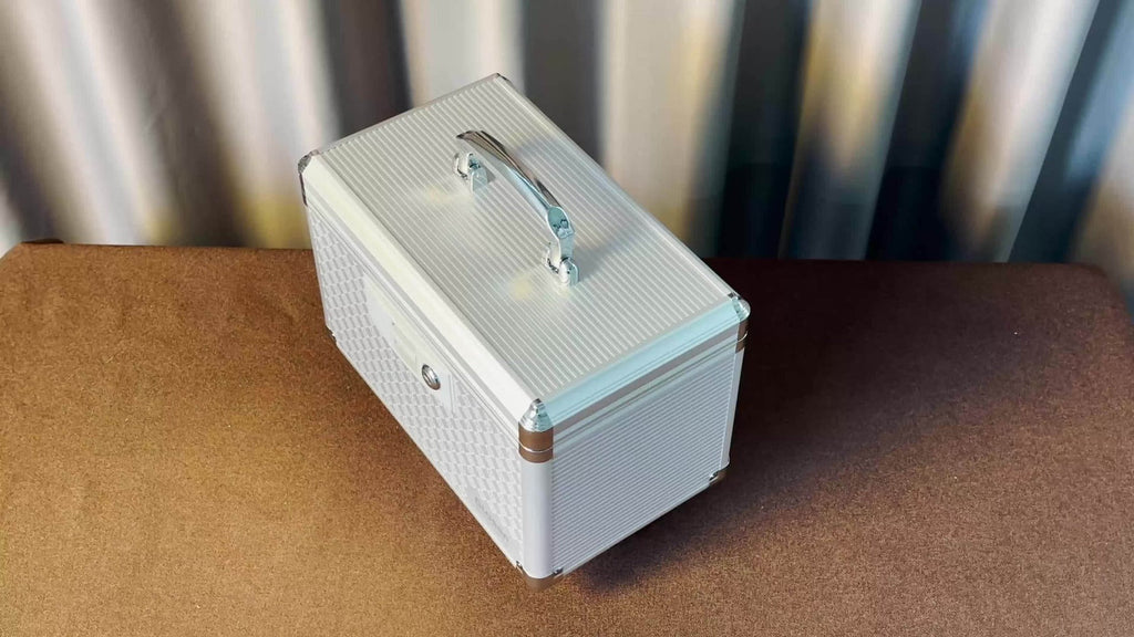 Locking Medicine Storage Box Aluminum Alloy with Key Lock & Handle ¨C High-Capacity Family Medicine Organizer, First Aid Lockbox for Home, Travel & Office, Small & Medium