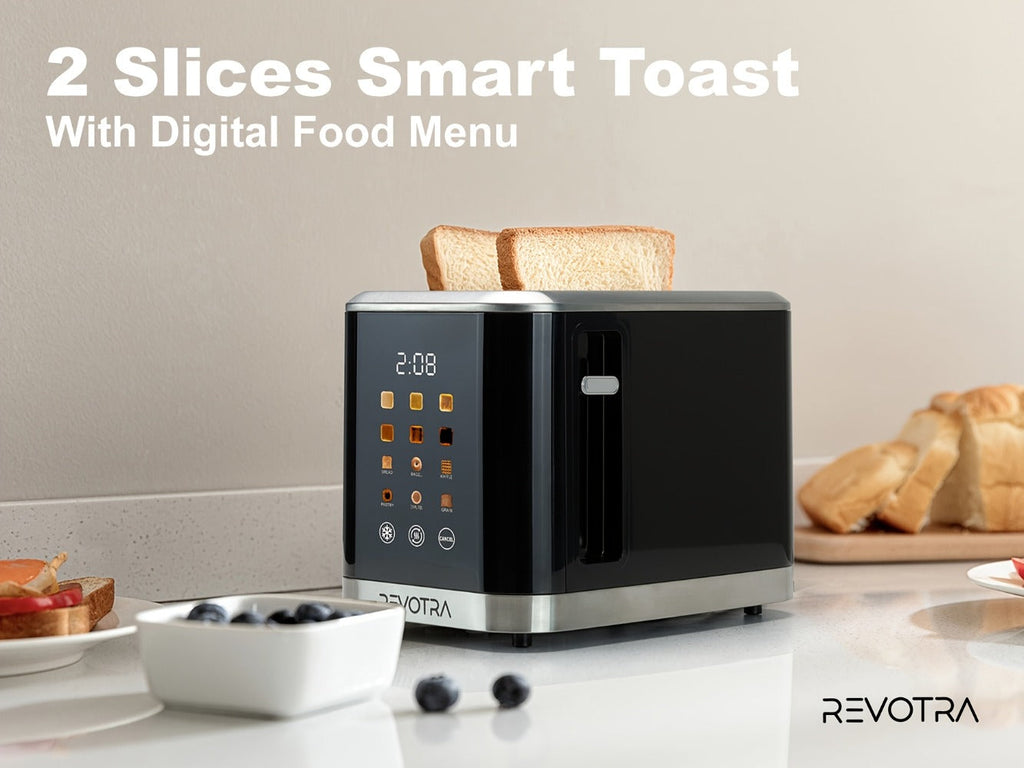 Stainless Steel Toaster 2 Slice with LED Display & Extra Wide Slots ¨C 6 Shade Settings, Defrost Reheat Cancel Functions, Removable Crumb Tray, Compact Design for Bagels, Waffles & Bread