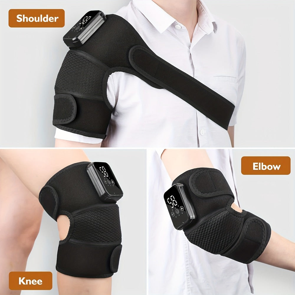 Heated Knee Massager with Heat and Vibration Massage ¨C Wireless Portable Electric Knee Brace Wrap for Pain Relief, Arthritis, Joint Stiffness ¨C 3-in-1 Shoulder Elbow Knee Heating Pad, Gift for Elderly