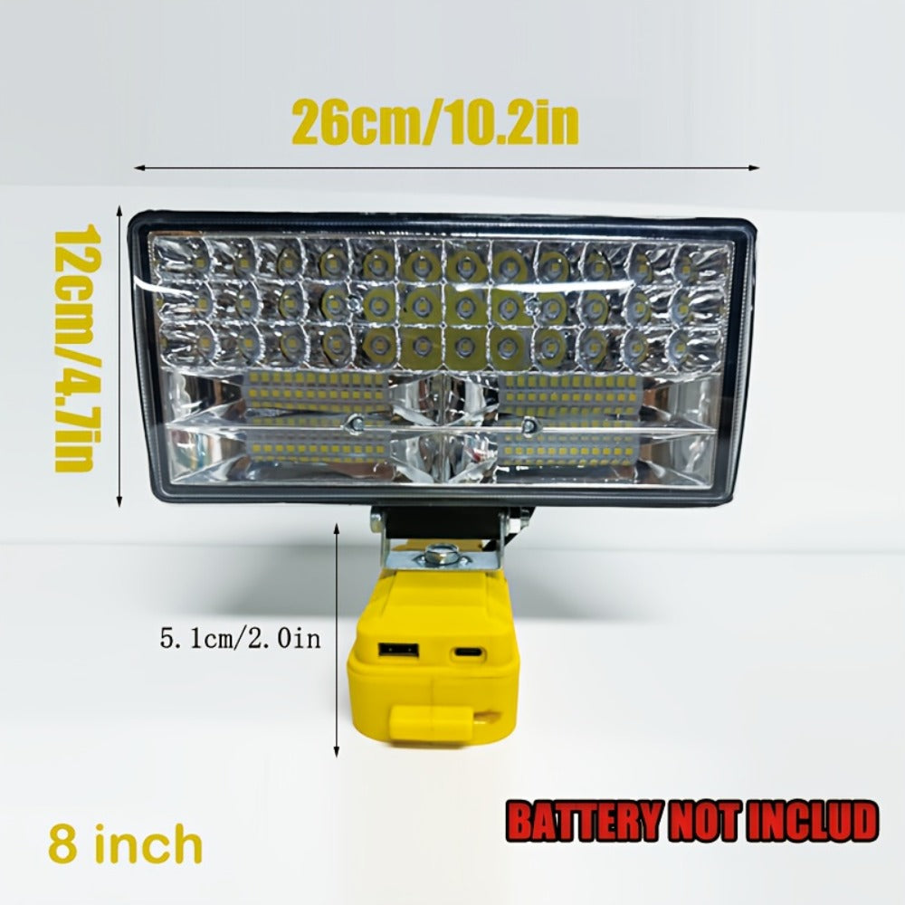 LED Work Light Compatible with DeWalt 20V Battery - 18W/84W Adjustable Floodlight, 4/8 Inch Portable Jobsite Light with USB & Type-C Ports, Angle Adjustable for Camping Automotive Repair Worksite