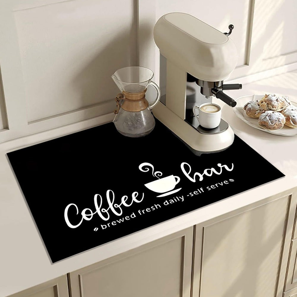 Coffee Machine Mat Absorbent Dish Drying Mat Bohemian Coffee Bar Mat for Kitchen Countertop Coffee Station Accessories Placemat Decor
