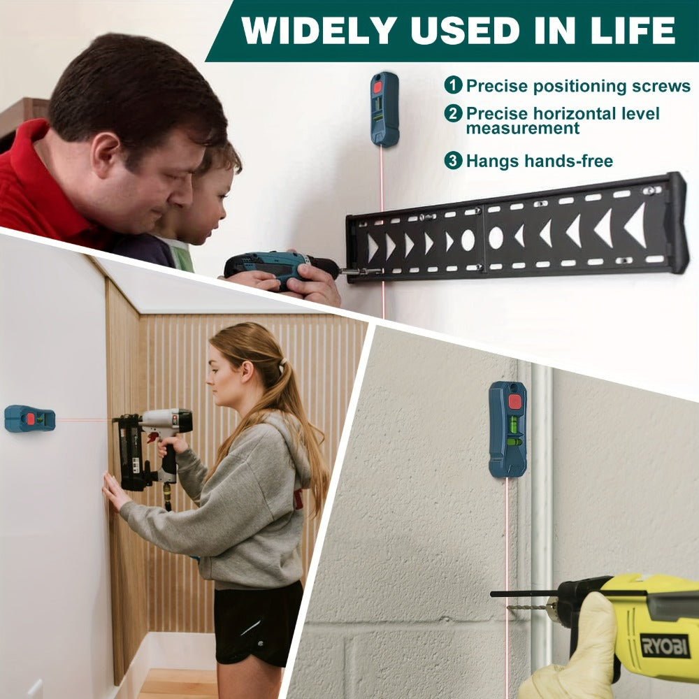 Magnetic Stud Finder with Laser Level ¨C High Brightness Laser Marker, Horizontal & Vertical Bubble Level, Wall Detector for Drywall & Wood, Nail Locator for Hanging Pictures & Home Renovation