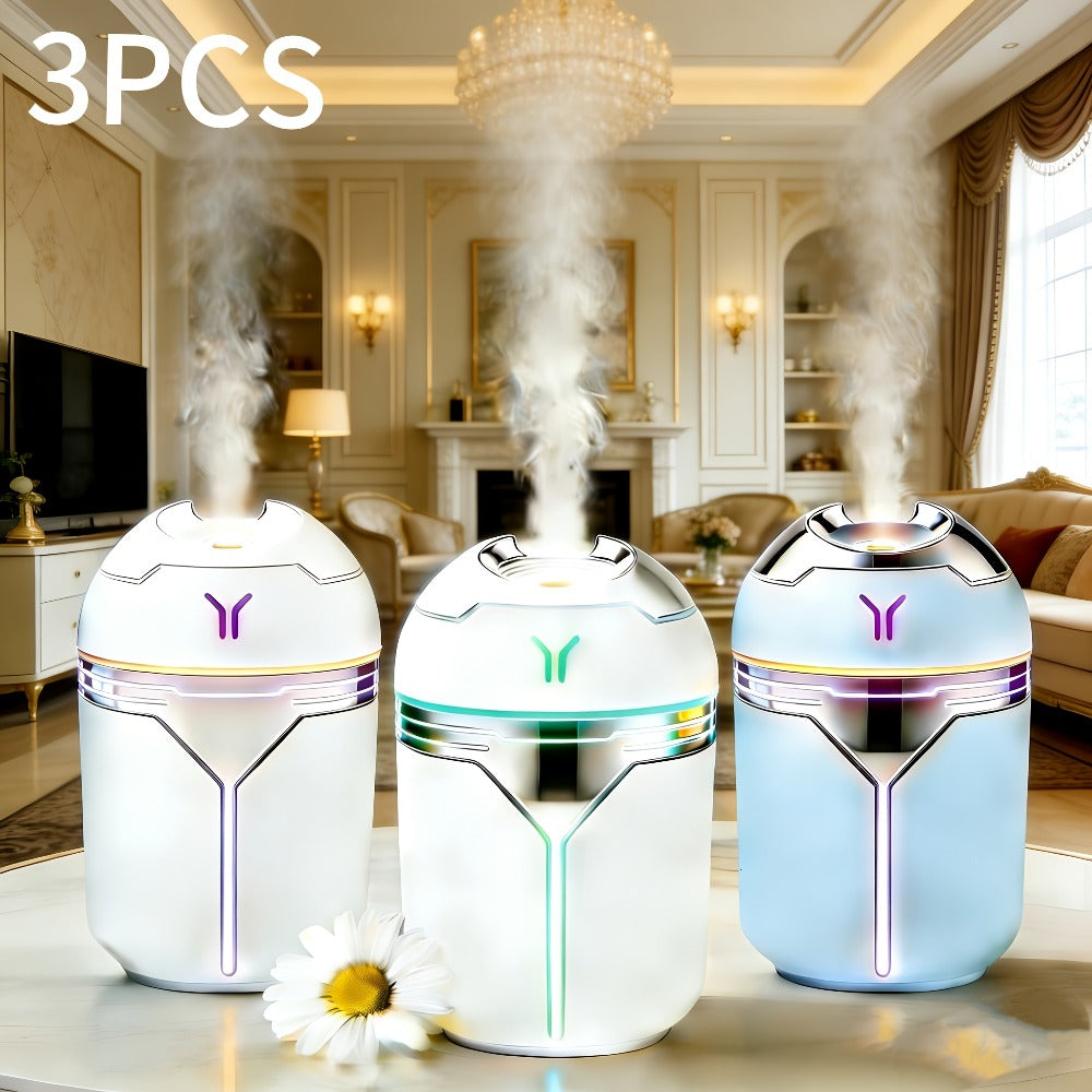 Mini Humidifier Set of 3 with Colorful Design | Quiet Adjustable Spray Air Freshener Humidifier for Bedroom, Living Room & Office | Dual-Use Home Fragrance Holiday Gift Set | White & Blue
