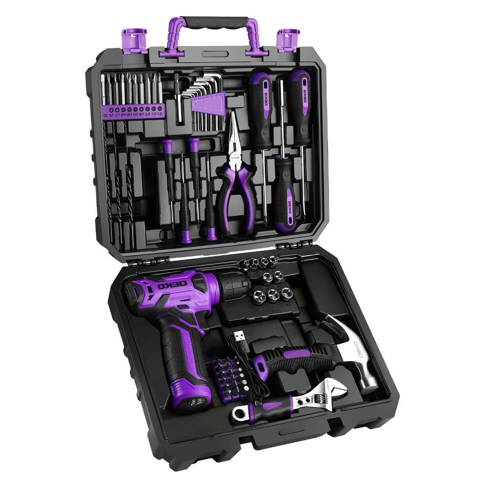 Cordless Drill Tool Kit 119/151PCS ¨C 8V/12V Electric Power Drill Set with Screwdriver, Hammer, Wrench | All-in-One Home Repair & DIY Hand Tools for Women | Perfect Gift
