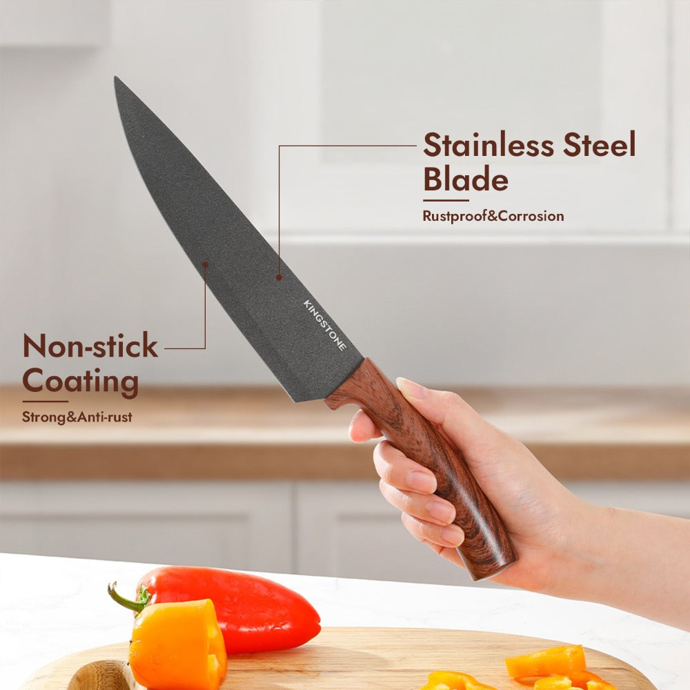 Kitchen Knife Set 7 Pcs with Knife Rack ¨C Stainless Steel Chef Knife, Bread Knife, Replaceable Blade Knife, Multi-Purpose Knife, Fruit Knife & Kitchen Scissors for Home Cooking
