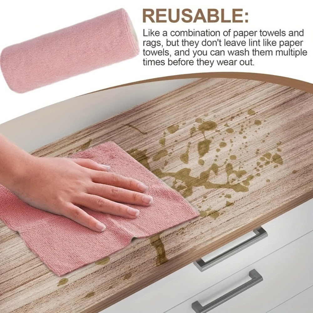 Reusable Microfiber Cleaning Towels 30-Pack, Kitchen Dish Cloth Roll, Absorbent Hand-Torn Disposable Napkins, Multi-Color Household Cleaning Cloths for Kitchen & Bath