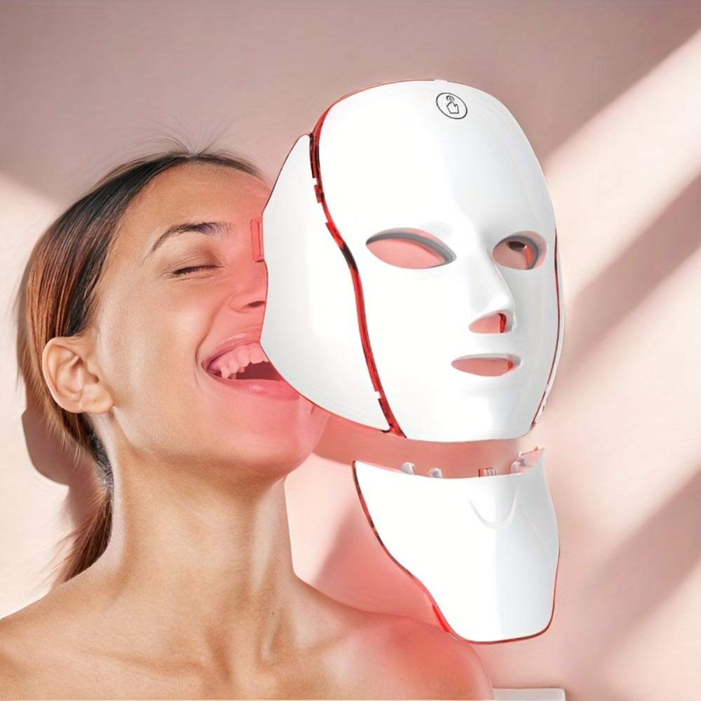 7-Color LED Light Therapy Facial Mask Device ¨C Skincare Beauty Tool for Face & Neck, USB Rechargeable, Anti-Aging Red Light, Acne Blue Light, Skin Rejuvenation Gift