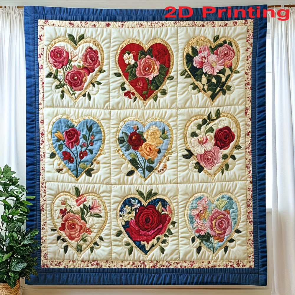 Heart Floral Print Flannel Blanket ¨C 250-300gsm Soft All-Season Throw for Home, Office & Travel, 6 Sizes, Mother's Day Gift