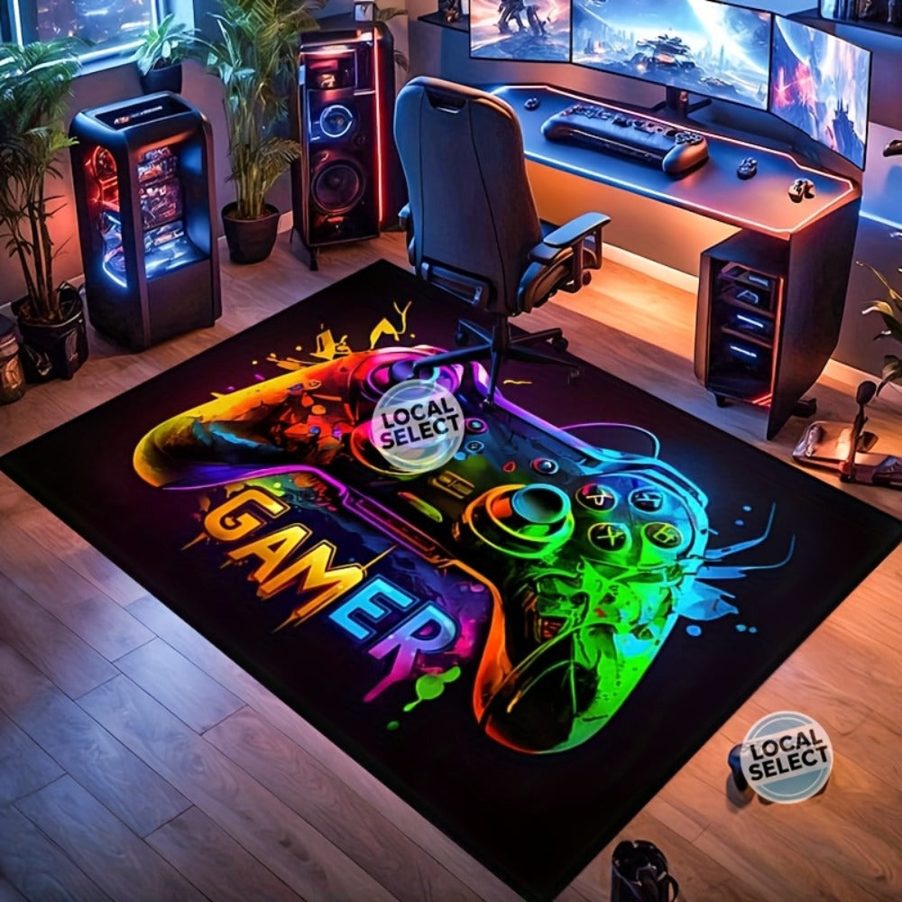 Gaming Mouse Pad Large Extended Cyberpunk Controller Design Non-Slip Desk Mat for PC Console Streaming Setup Esports Game Room Decor Teen Boys Gift 24x36 47x63 Inch
