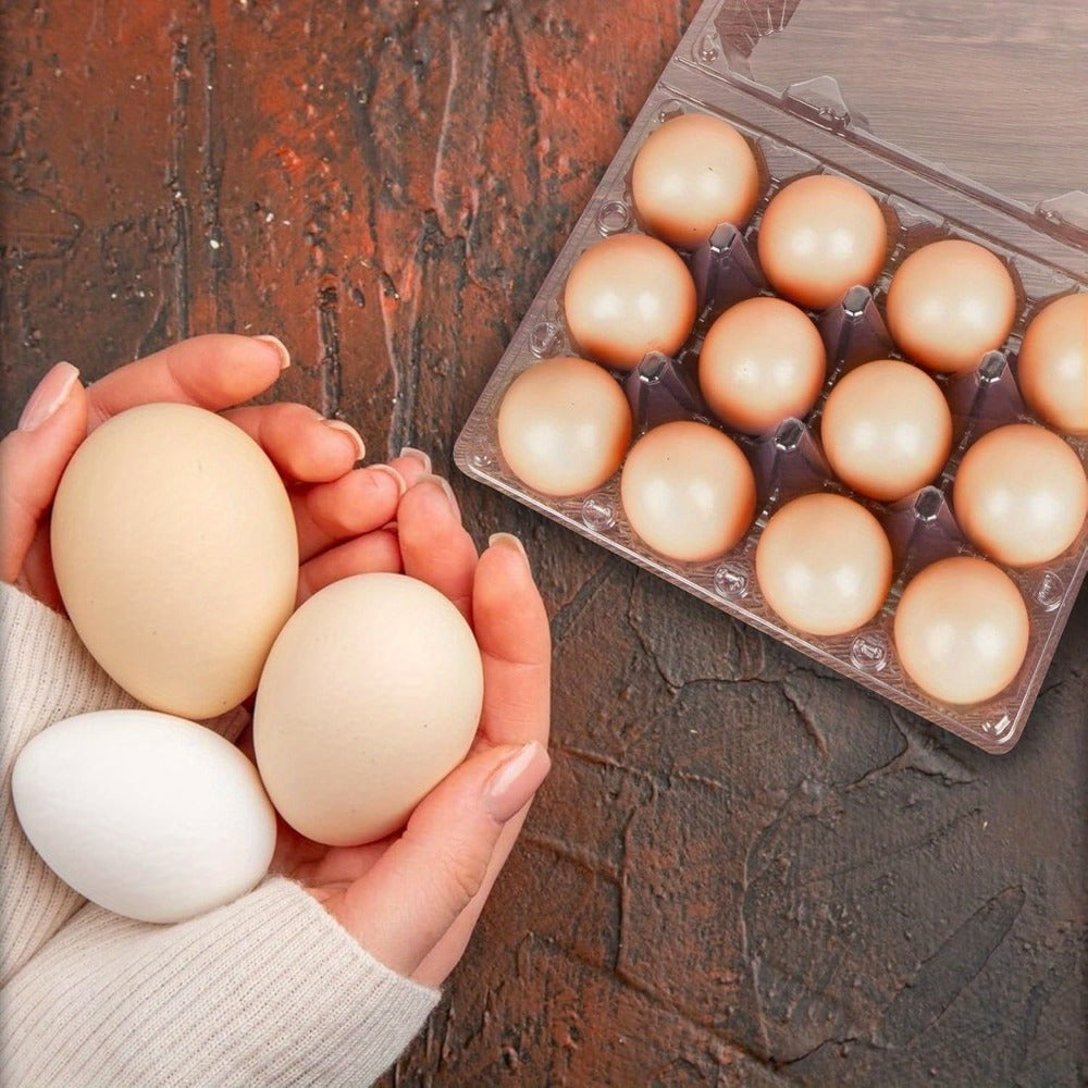 52/104-Pack Clear Plastic Egg Cartons Bulk with Sticker Labels - Reusable 12-Count Egg Containers for Home Farm Market Display
