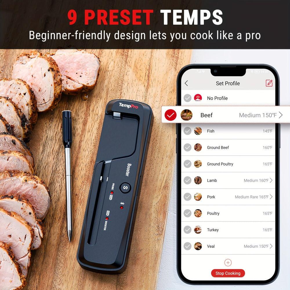 Wireless Meat Thermometer 500Ft Bluetooth ¨C Dual Sensor Digital Food Thermometer for Oven, Grill, BBQ, Smoker & Air Fryer with App & Temperature Alarm