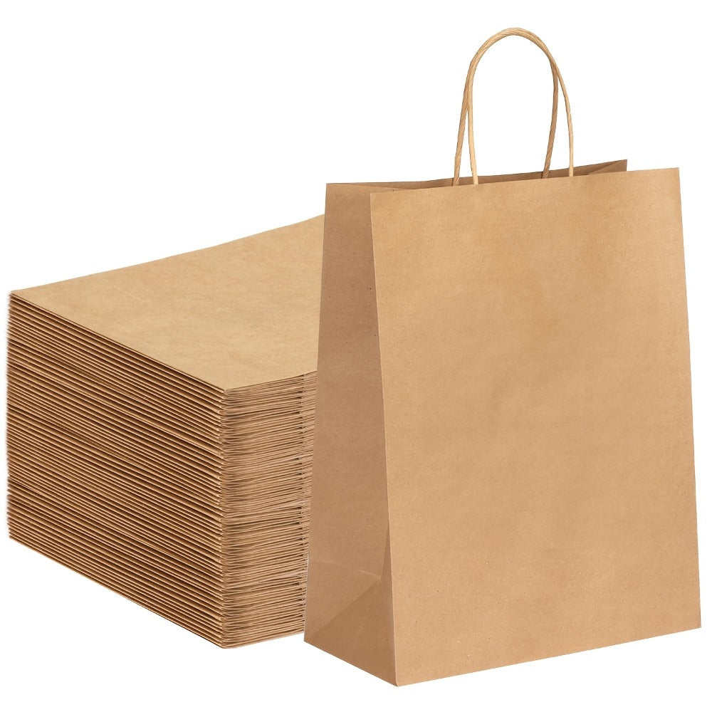 Brown Kraft Paper Gift Bags with Handles 100 Pack, 10x5x13 Inch Large Shopping Bags Bulk, Kraft Paper Bags for Birthday Party Wedding Retail Boutique Gift Wrapping