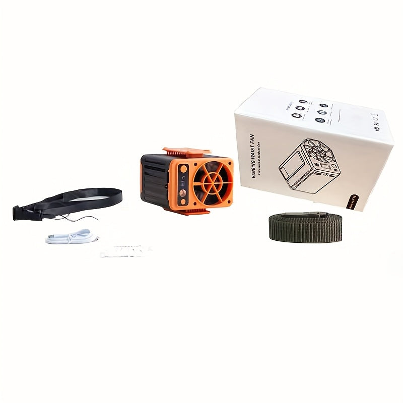 Portable Clip Fan 10000mAh Rechargeable Wearable Belt Fan with 22H Battery Life 4 Speed Settings 8000RPM Strong Airflow for Outdoor Camping Hiking Jobsite Farming Traveling Fishing