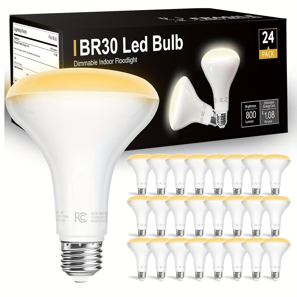 BR30 LED Flood Light Bulbs Dimmable 9W = 65W Equivalent 800 Lumens E26 Base CRI 80+ Recessed Light Bulbs for Ceiling Kitchen ¨C 2700K Soft White or 5000K Daylight ¨C Available in 6-Pack & 24-Pack