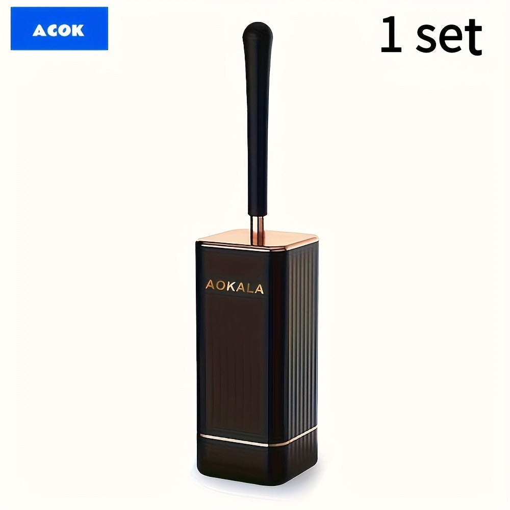 Toilet Brush and Holder Set Ergonomic - Odor Resistant Easy Clean Deep Scrub Bathroom Toilet Brush with Caddy Stand Hygienic Storage | Black | Bathroom Essentials Home Cleaning Accessories Gift