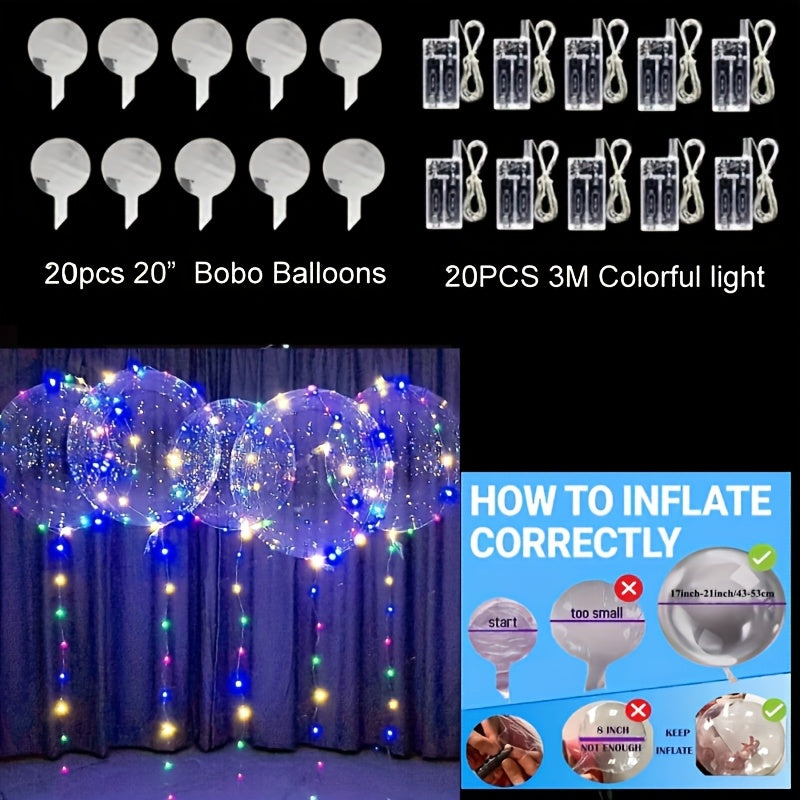 LED Light Up Bobo Balloons with LED String Lights 20pcs Party Decoration Kit ¨C Birthday Wedding Christmas Easter Graduation Decor
