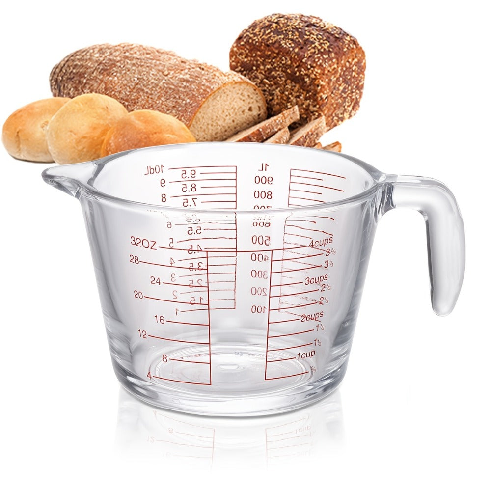 Glass Measuring Cups Set ¨C Food Grade Borosilicate Measuring Cup with Handle & Spout, Microwave & Oven Safe, for Home Baking, Cooking & Kitchen Use, Available in 10oz, 17oz, 34oz & 3-Piece Set