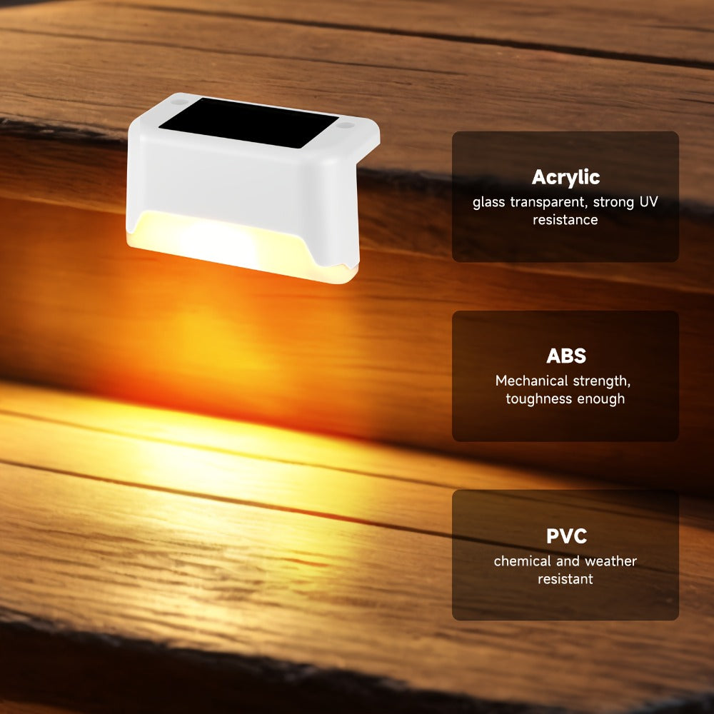 Solar Step Lights IP65 Waterproof ¨C LED Deck Lights for Outdoor Stairs, Fence & Pathway, Auto On/Off Dusk to Dawn, 12-Hour Night Lighting for Garden, Patio, Driveway & Commercial Spaces
