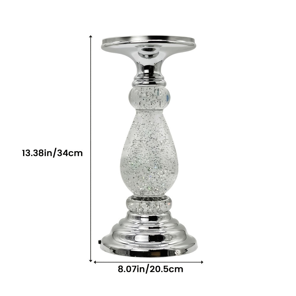 LED Swirling Candle Holder with On/Off Switch ¨C Polished Acrylic Pedestal Base Fits 3-Wick Candles Up to 4 Inch Silver Gold Centerpiece for Home Decor Wedding Table Holiday Christmas Gift