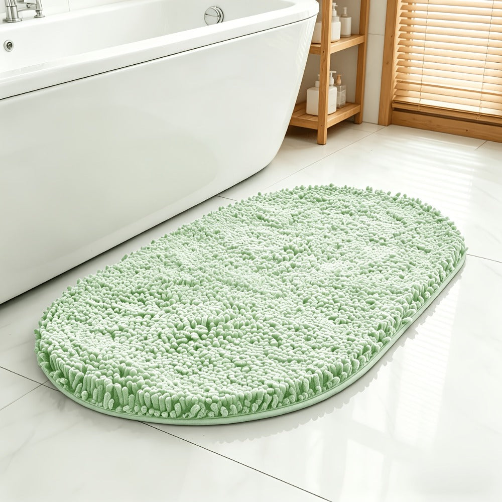 Chenille Bath Mat Non-Slip Super Absorbent Oval Bathroom Rug Soft Plush Carpet for Bathroom Kitchen Bedroom Entryway Indoor Outdoor Pet Dog Mat Machine Washable Multi-Color Multi-Size