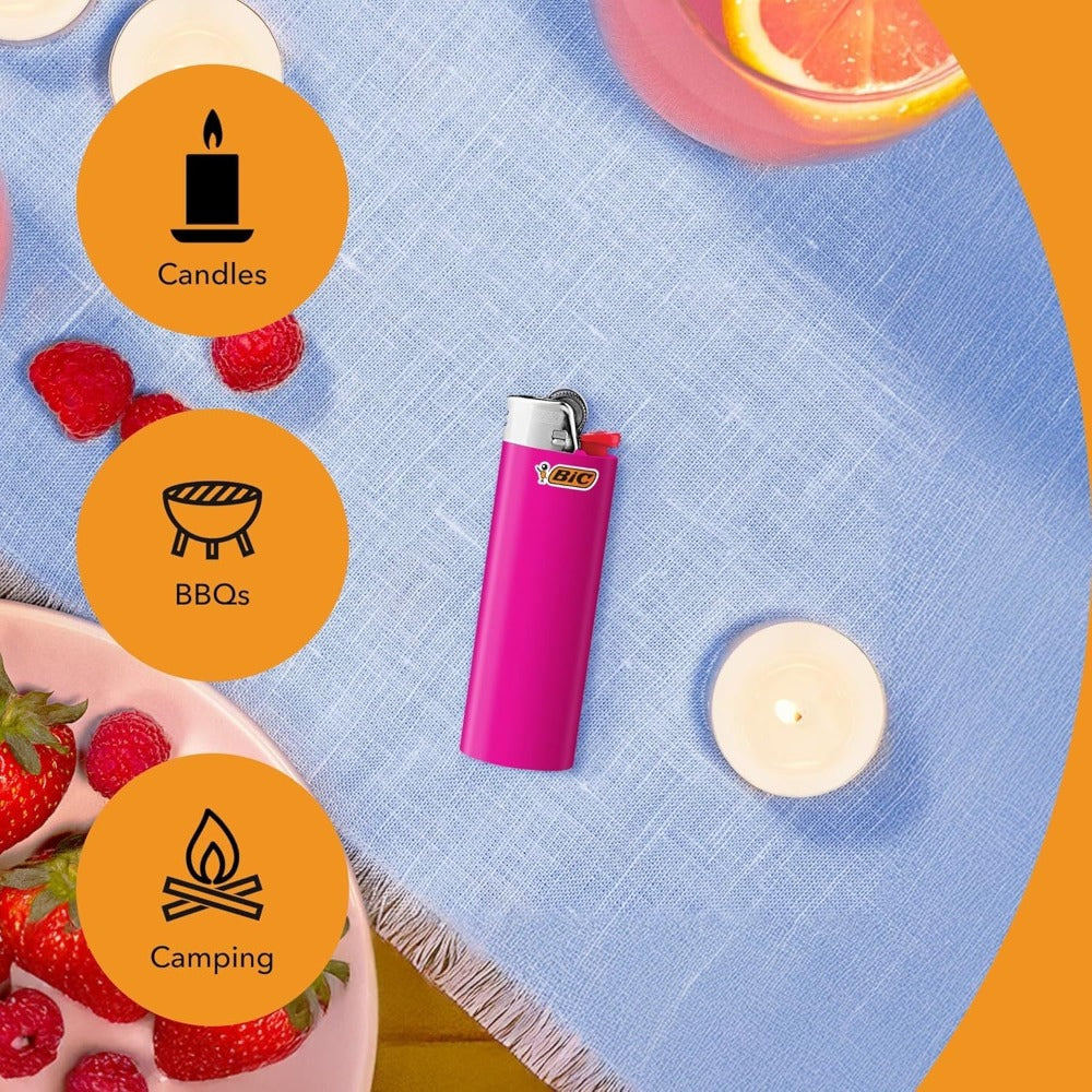 BIC Classic Pocket Lighters Bulk, Assorted Colors, Reliable Windproof Flame for Candles Fireplace Camping Grill, 4/6/8/10/20/25/50 Pack Value Set